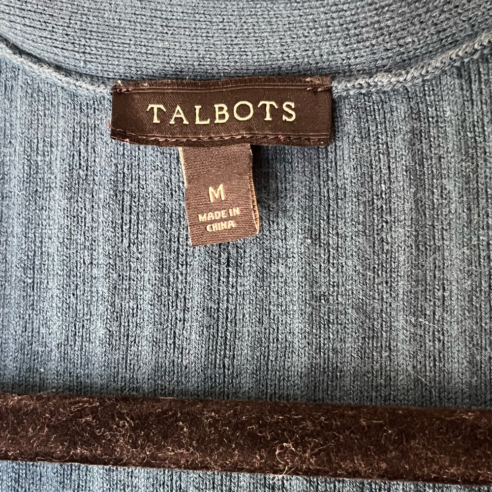 Talbots Teal Duster Open Front Cardigan Ribbed Stretch Women’s Size Medium - Picture 4 of 7